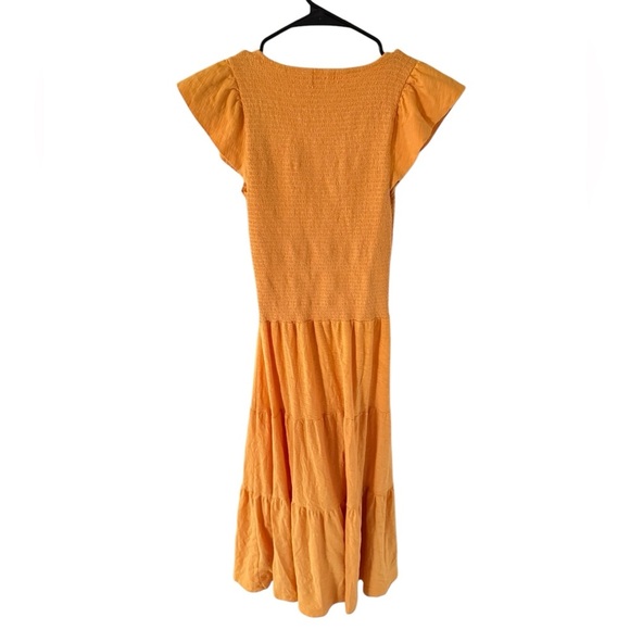 Nation LTD Josie Square Neck Midi Dress in Mango - Picture 3 of 5